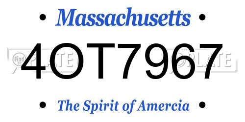 4OT7967 Massachusetts License Plate