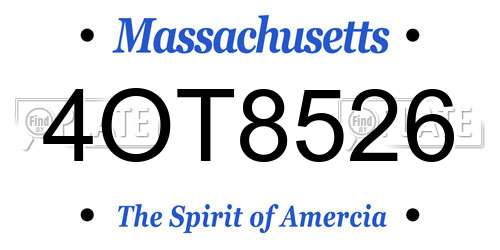 4OT8526 Massachusetts License Plate