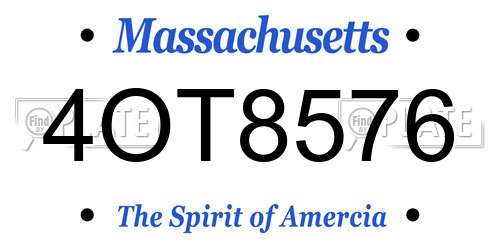 4OT8576 Massachusetts License Plate