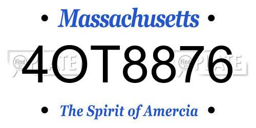 4OT8876 Massachusetts License Plate
