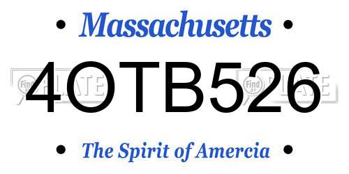 4OTB526 Massachusetts License Plate