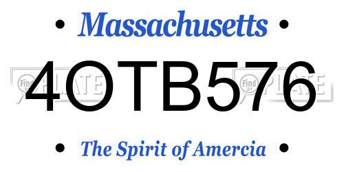 4OTB576 Massachusetts License Plate