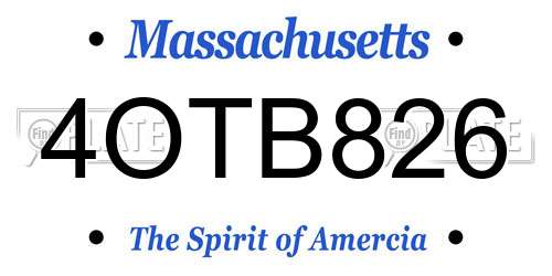 4OTB826 Massachusetts License Plate