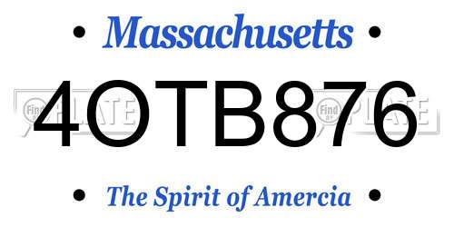 4OTB876 Massachusetts License Plate