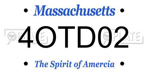 4OTD02 Massachusetts License Plate