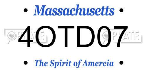 4OTD07 Massachusetts License Plate