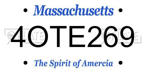 4OTE269 Massachusetts License Plate