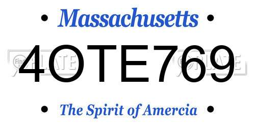 4OTE769 Massachusetts License Plate