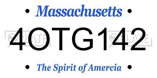 4OTG142 Massachusetts License Plate