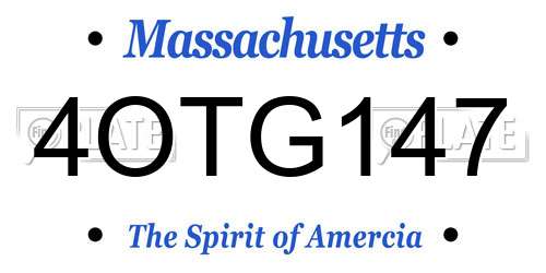 4OTG147 Massachusetts License Plate