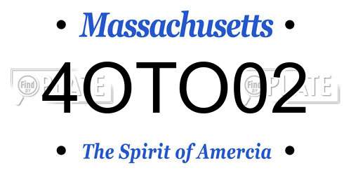 4OTO02 Massachusetts License Plate