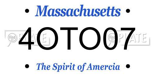4OTO07 Massachusetts License Plate
