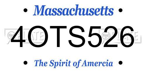 4OTS526 Massachusetts License Plate