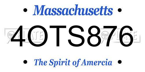 4OTS876 Massachusetts License Plate