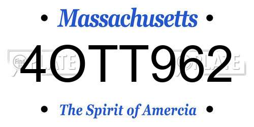 4OTT962 Massachusetts License Plate