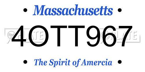 4OTT967 Massachusetts License Plate