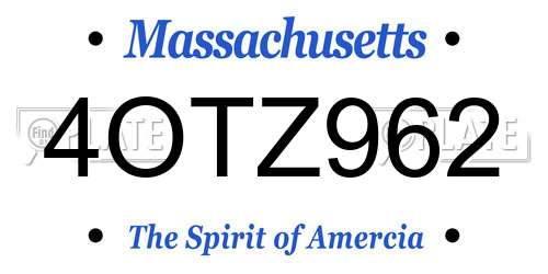 4OTZ962 Massachusetts License Plate