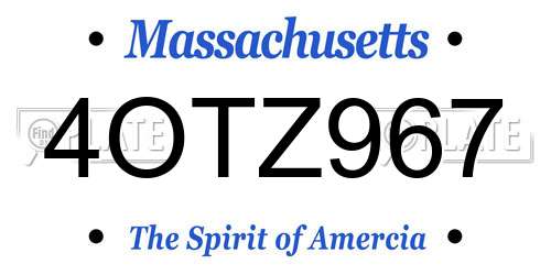 4OTZ967 Massachusetts License Plate