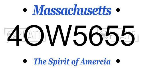 4OW5655 Massachusetts License Plate