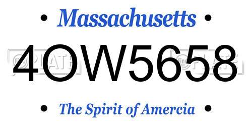 4OW5658 Massachusetts License Plate