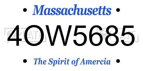 4OW5685 Massachusetts License Plate