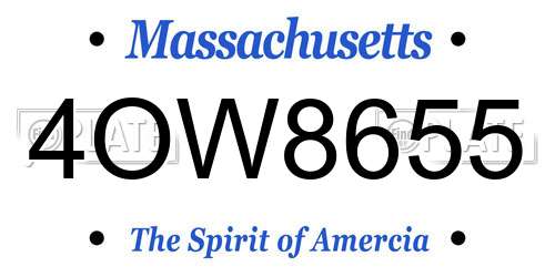 4OW8655 Massachusetts License Plate