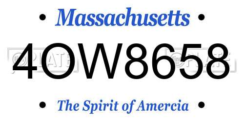 4OW8658 Massachusetts License Plate