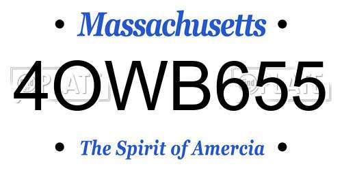 4OWB655 Massachusetts License Plate