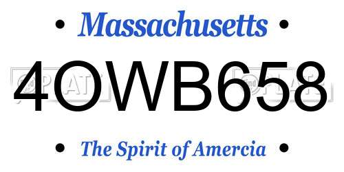 4OWB658 Massachusetts License Plate
