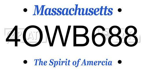 4OWB688 Massachusetts License Plate