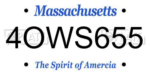 4OWS655 Massachusetts License Plate