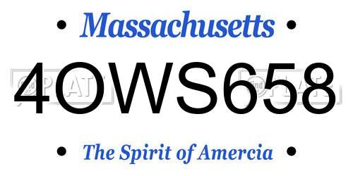 4OWS658 Massachusetts License Plate