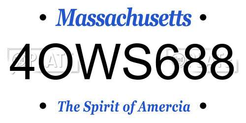 4OWS688 Massachusetts License Plate