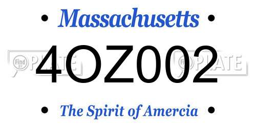 4OZ002 Massachusetts License Plate