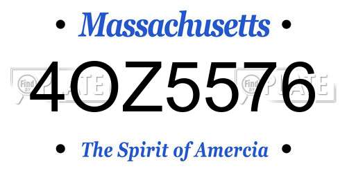 4OZ5576 Massachusetts License Plate