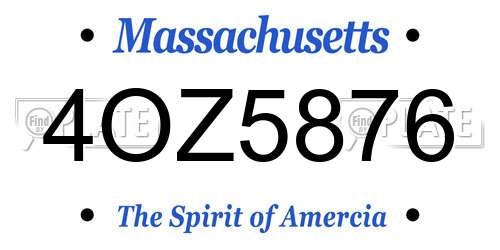 4OZ5876 Massachusetts License Plate