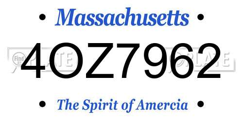 4OZ7962 Massachusetts License Plate