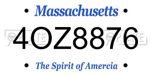 4OZ8876 Massachusetts License Plate