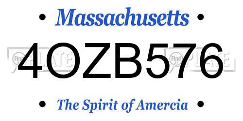 4OZB576 Massachusetts License Plate