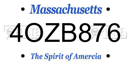 4OZB876 Massachusetts License Plate