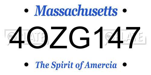 4OZG147 Massachusetts License Plate