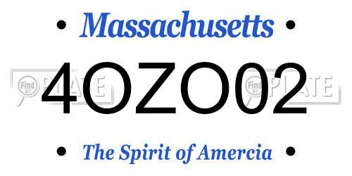 4OZO02 Massachusetts License Plate