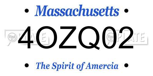 4OZQ02 Massachusetts License Plate