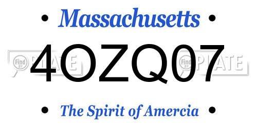 4OZQ07 Massachusetts License Plate