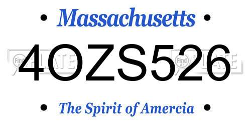 4OZS526 Massachusetts License Plate