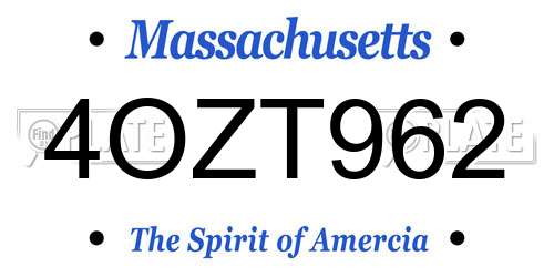 4OZT962 Massachusetts License Plate