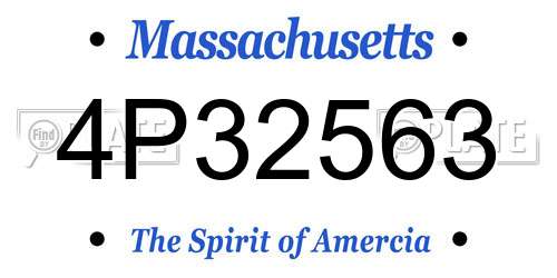 4P32563 Massachusetts License Plate