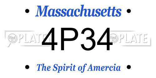 4P34 Massachusetts License Plate