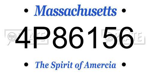 4P86156 Massachusetts License Plate