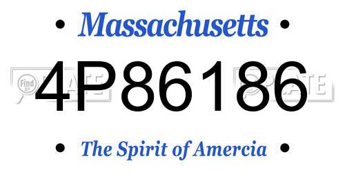 4P86186 Massachusetts License Plate